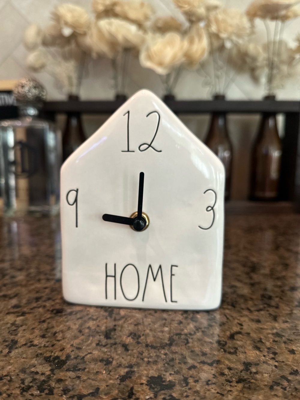 Rae Dunn White 'Home' Ceramic House Clock